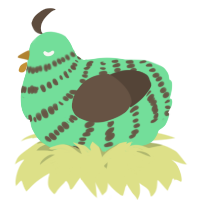 A spring and bark chicken with a bar pattern