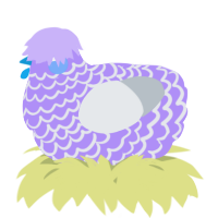 A lilac and mist chicken with a lace pattern