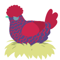 A overcast and crimson chicken with a lace pattern