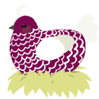 A wine and white chicken with a lace pattern