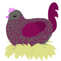 A grey and wine chicken with a double-lace pattern