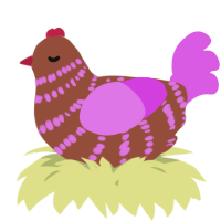 A russet and orchid chicken with a bar pattern
