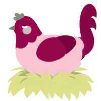 heart valve, a rose and maroon chicken with a head pattern