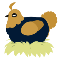 A tumblr and gold chicken with a head pattern