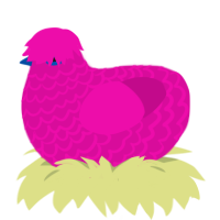 A fuchsia chicken with a lace pattern