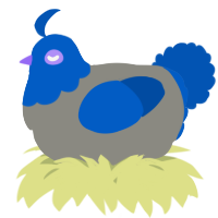 A ash and ultramarine chicken with a head pattern
