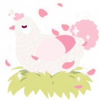 A white and rose chicken with a lace pattern