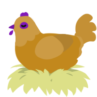 A ochre and gold chicken with a head pattern