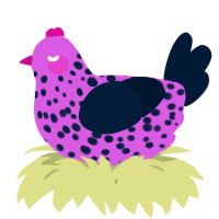 A orchid and tumblr chicken with a speckle pattern