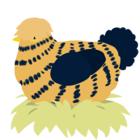 A honey and tumblr chicken with a bar pattern