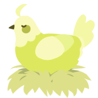 A lime and apple chicken with a head pattern