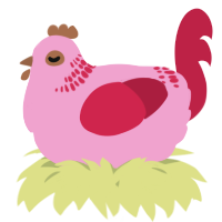 A pink and crimson chicken with a neck-band pattern