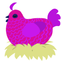 A fuchsia and amethyst chicken with a lace pattern