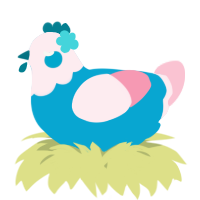 A cerulean and rose chicken with a head pattern