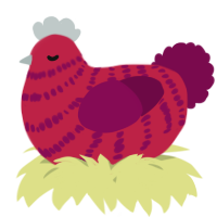 A crimson and wine chicken with a bar pattern