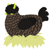 A bark and sable chicken with a lace pattern