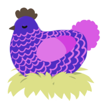 A indigo and orchid chicken with a lace pattern