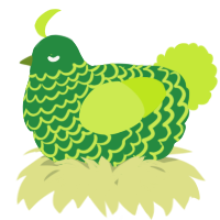 A viridian and lime chicken with a lace pattern