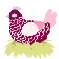 A maroon and rose chicken with a lace pattern