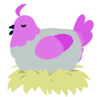 A silver and orchid chicken with a head pattern