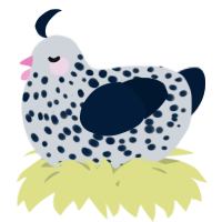 A mist and tumblr chicken with a speckle pattern