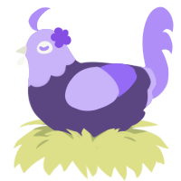 A overcast and lilac chicken with a head pattern