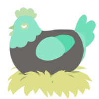 A grey and mint chicken with a head pattern