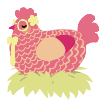 A rose chicken with a lace pattern