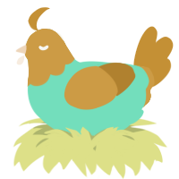 A mint and gold chicken with a head pattern