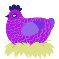 A amethyst and blurple chicken with a lace pattern