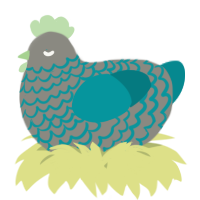 A ash and teal chicken with a lace pattern