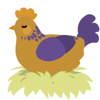 A gold and overcast chicken with a neck-speckle pattern