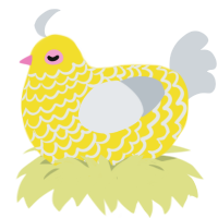 Lemon Candy, a yellow and mist chicken with a lace pattern
