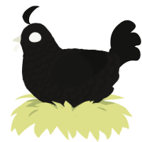 Oculus, a sable and black chicken with a lace pattern