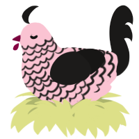 A rose and sable chicken with a lace pattern