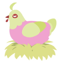 A pink and lemon chicken with a head pattern