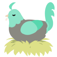 A ash and mint chicken with a head pattern