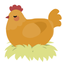 A orange chicken with a head pattern