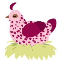 A rose and maroon chicken with a speckle pattern