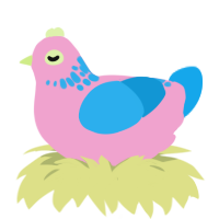 barbie dreamhouse, a pink and sky chicken with a neck-speckle pattern