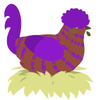 A russet and violet chicken with a bar pattern