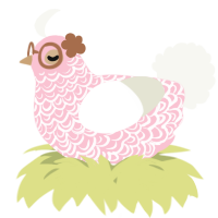 A rose and white chicken with a double-lace pattern