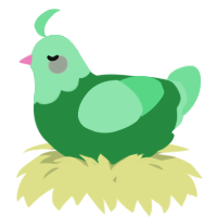 A viridian and spring chicken with a head pattern