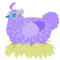 jelly bean, a lilac chicken with a speckle pattern
