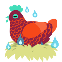 A mint and cerulean chicken with a lace pattern