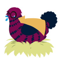 A wine and tumblr chicken with a bar pattern