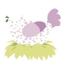 mizi, a apple and orchid chicken with a speckle pattern