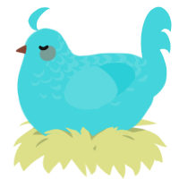 A aqua chicken with a half-lace pattern