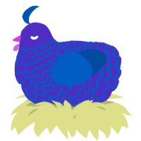 A indigo and ultramarine chicken with a lace pattern