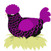 A black and plum chicken with a lace pattern